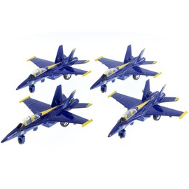 YMCtoys - United States Blue Angels F/A-18 Super Hornet Fighter Jet 7 Inch 1:50 Scale Die Cast Model with Pullback Action - Navy Blue, (Set of 6) WING NUMBER 1, 2, 3, 4, 5, 6
