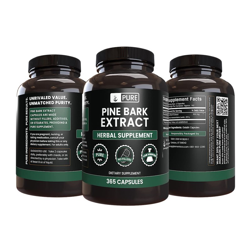 PURE ORIGINAL INGREDIENTS Pine Bark Extract (365 Capsules) No Magnesium