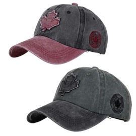 Canada Hat, 2-Pack Maple Leafs Caps, Canadian Souvenirs, Adjustable Golf Baseball Caps for Men Women (One Size, Canada Hat 2pk-13)
