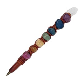 Mia Jewel Shop - Rainbow Chakra Stones Healing Crystals Refillable Ink Pen | Crystals and Healing Stones | Fancy Pen | Inspirational Pens | Crystal Decor | Motivational Pens | Handmade