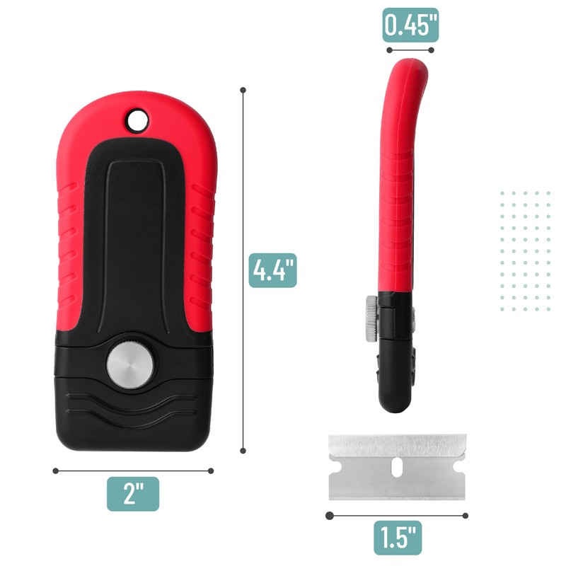 Bates- Razor Blade Scraper, Red, Locking Razor Scraper Set with