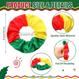Yuxung 6 Pcs Hair Scrunchies African Juneteenth Jamaica Hair Ties Satin Elastic Band Scrunchies Ties Ropes for Women Black History Month Rasta Accessories(Red,Yellow,Green)