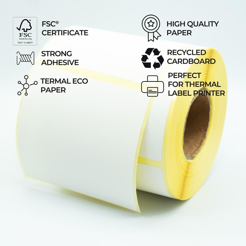 MDlabels White thermal labels on a roll (label size: 100
