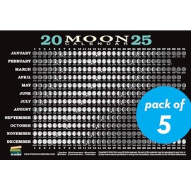 2025 Moon Calendar Card (5 pack): Lunar Phases, Eclipses, and More!