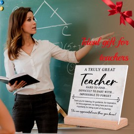 Teacher Appreciation Gifts, Plaque Signs with Wooden Stand Office Desk Decor, Thank You Gifts for Teacher, Best Teacher Gifts from Students