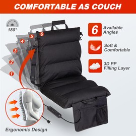 HOTHUGZ Heated Stadium Seats for Bleachers with Back Support and Cushion, 3-Temperature Control & Timer Heating Bleacher Chairs, Comfort Stadium Chair Portable Bleacher Seat for Sports Events Outdoor