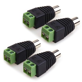 MOBOREST RCA Cable Audio Adapter, Phono RCA Male Plug to AV Screw Terminal Audio/Video Speaker Wire connectors Solderless Adapter(Solder Free RCA Female-4pack)