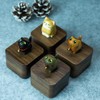 Tentogala Hand-Carved Cat Wooden Ring Box - Magnetic Closure Wedding