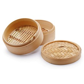 H&h cestello orientale in bamb da 3 pezzi cottura a vapore cm25