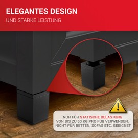 LouMaxx Furniture Feet Adjustable Square - Set of 4 40 x 40 x 60 mm in Black Including Mounting Plate - Feet for Furniture Made of Aluminium - High-Quality Cabinet Feet for Individual DIY Furniture