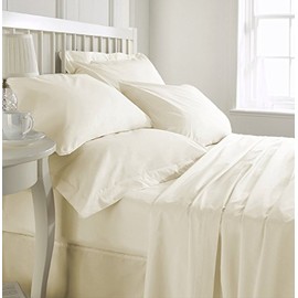 Hachette] DOUBLE SIZE CREAM 100% EGYPTIAN COTTON FITTED SHEET IN 200 THREAD COUNT 200TC PLAIN