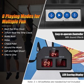 Giantex Folding Basketball Arcade Game, Dual Shot Electronic Basketball Hoop Arcade Game with 8 Game Modes, 4 Balls, 2 Hoops, Air Pump, LCD Scoreboard, Basketball Game for Adults, Kids