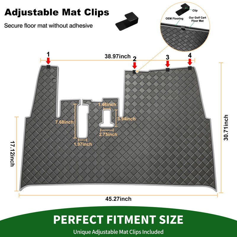 Cartalia Golf Cart Floor Liner Mat 8mm Thick Rubber Full