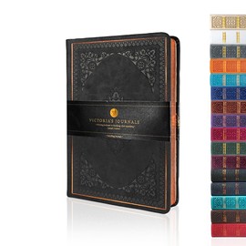 VICTORIA'S JOURNALS Leatherette Vintage Journal Hard Cover Lined Notebook Old Looking Travel Pocket Diary, Mini B6 Size 4.7'' x 6.5''