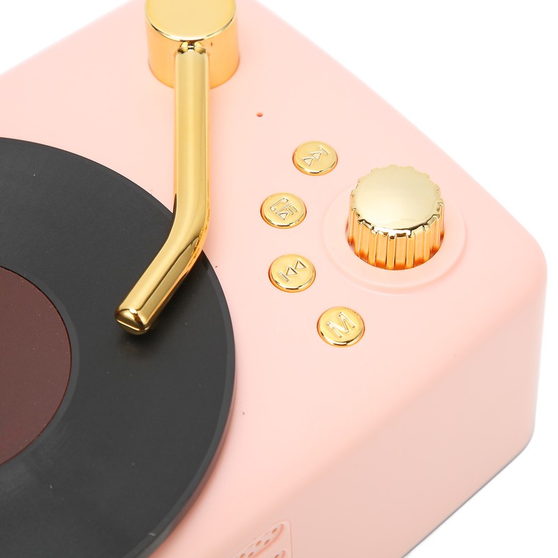 Bluetooth Speaker Stereo USB Charging Retro Turntable Design Portable Mini