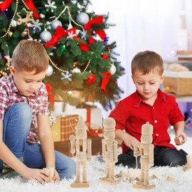 SEWACC Unfinished Wooden Nutcracker Figures Unpainted DIY Crafts Christmas Decorations Christmas Nutcracker Toy Ornaments