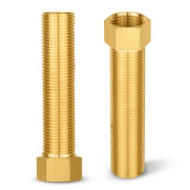 2-PCs HeSun Brass Pipe Fitting Adapter, 1/2" Male (NPSM) x 1/2" Female (NPSF) Extension Connector, NPSM x NPSF Length in 100MM, with Sealing Tape