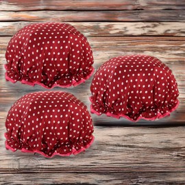 Threesome Hair Treatment Dyeing Brush Waterproof Double Shower Hair Cap 12 Red Dots / 쓰리썬 헤어트리트먼트 염색브러시 방수 이중 샤워 헤어캡 12개 레드도트
