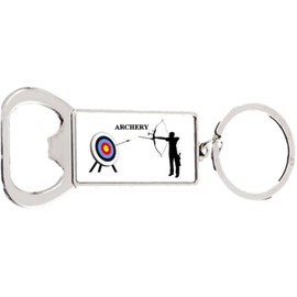 Archery Male Sport Target Rectangle Bottle Opener Metal Keyring and Velvet Gift Bag