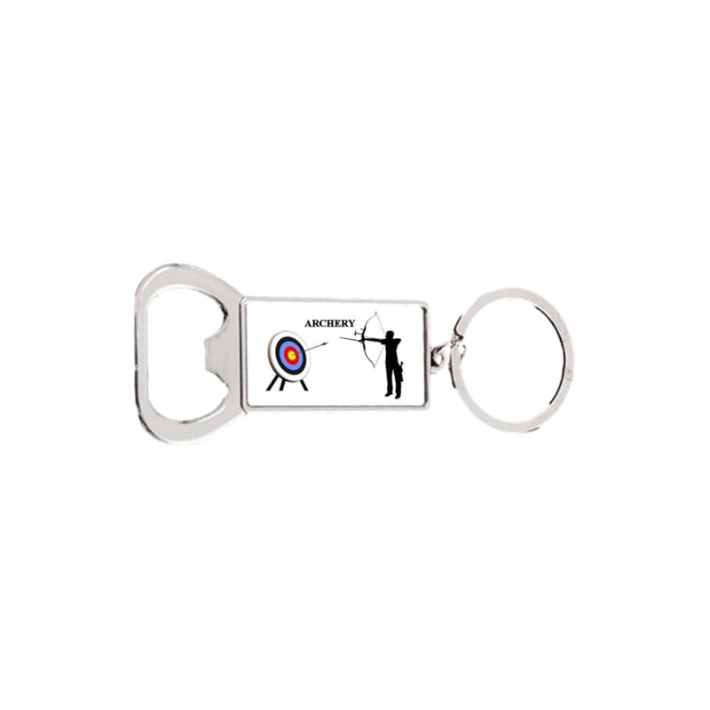 Archery Male Sport Target Rectangle Bottle Opener Metal Keyring and