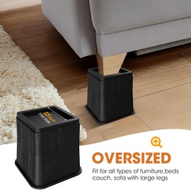 MYMULIKE Adjustable Bed Risers,Elevation in 3, 5 or 8 Inch Heavy Duty Risers,Oversized Fit Up to 5.5" Legs, Stackable Bed Raising Blocks for College Dorm Rooms, Couches, Tables, Desks(Set of 4 Riser)