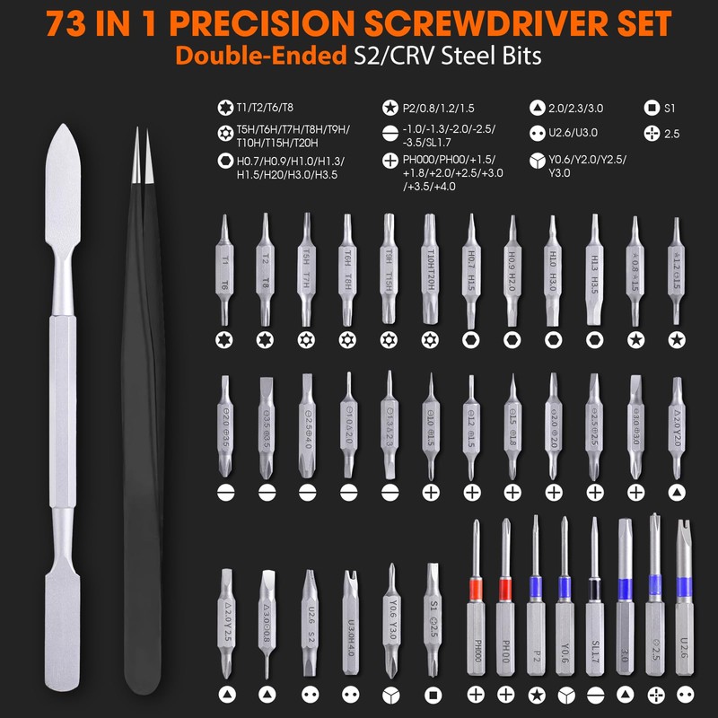 73 in 1 Precision Screwdriver Set, Small Mini Micro Screwdriver