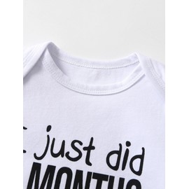 Newborn Infant Baby Boy Romper Clothes One Piece Jumpsuit Letter Print Bodysuit Long Sleeve Top Hat 2PCS Set White 0-3 Months