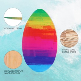 HQO LOVL Skimboard 35 inch Skim Board for Kids Adults Wooden Skim Boards with High Gloss Coat for Beach Skimboards for Beginners to Intermediate (Rainbow)