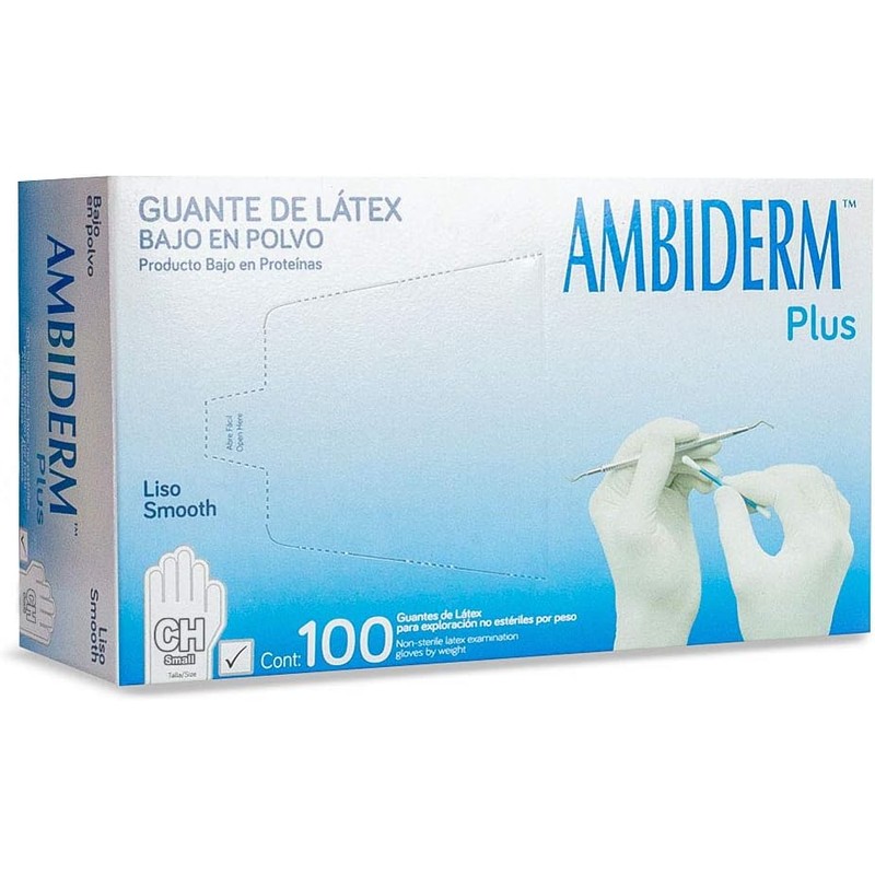 AMBIDERM - Guante Ambiderm Plus Liso Blanco Grande Caja con