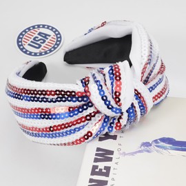 American Flag Headband for Women, Red White Blue, Independence Day Patriotic Hair Accessory