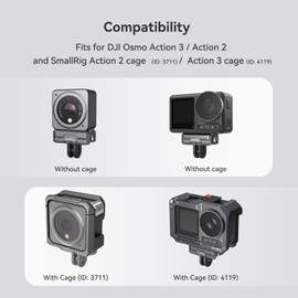 SMALLRIG Magnetic Adapter Mount for DJI Action 4 / Action 3 / Action 2, with Adapter Connection and 1/4” Thread for Osmo Action 3 / Action 2, for Tripod, Selfie, Vlogging, YouTube - 3662