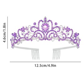 Birthday Crown Sash Birthday Queen Crown Birthday Women Girls Birthday Queen Sash Rhinestone Tiara Set for Happy Birthday Party Accessories Decorations Purple
