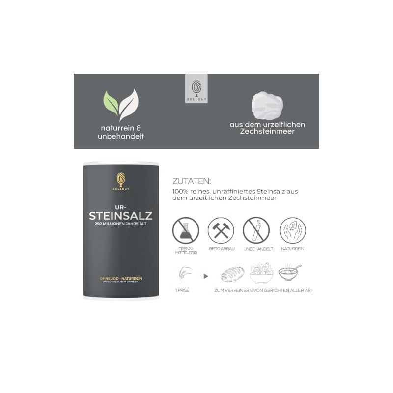 Natural Stone Salt • 100% German Original Stone Salt (Natural,