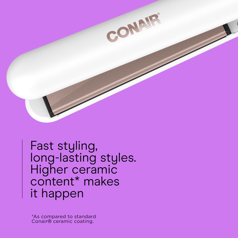 Conair Double Ceramic Flat Iron, 1-Inch Flat Iron Hair Straightener,