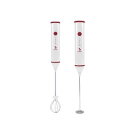 BEPER P102SBA008 Montalatte Elettrico Ricaricabile USB - Monta Latte per Cappuccino Elettrico con Frusta Montapanna Inclusa, Rosso/Bianco