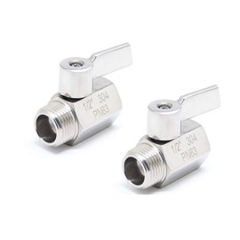 New 1/2" Stainless Mini Ball Valve NPT Famale x Male Thread SS304 2PCS