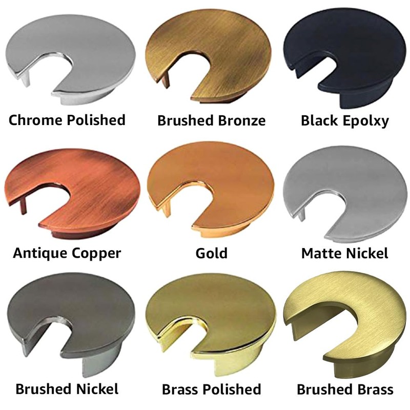 Electriduct 1.57" Metal Desk Grommet 40mm Cable Hole Cover Wire