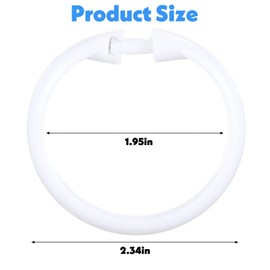 Oruola 12pcs White Plastic Shower Curtain Rings,O-Shape PP Plastic Material Shower Curtain Hook, Easy Snap Closure,Durable and Rustproof,Smooth Sliding for Bathroom,Tub,Changing Room