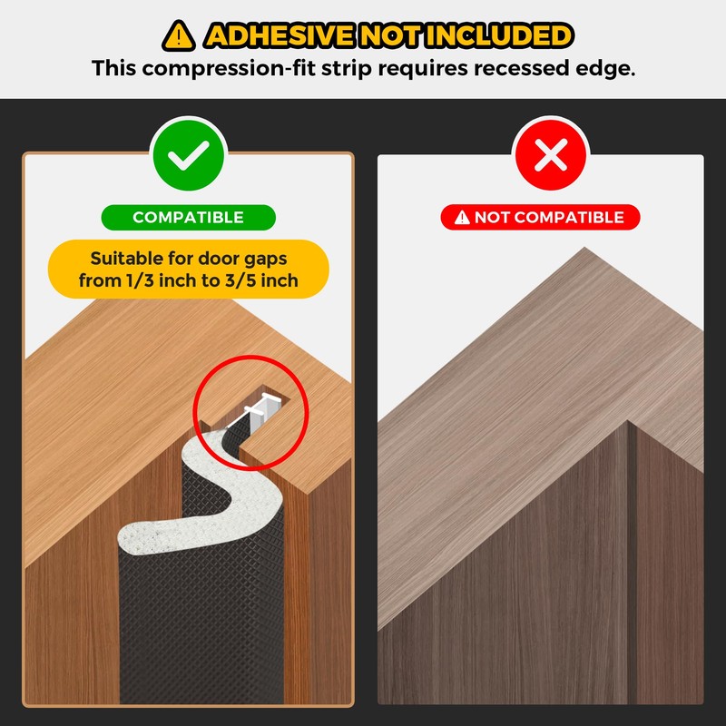 Weather Stripping Door Seal, Q-Shaped Kerf Foam Strip, 8 FT,