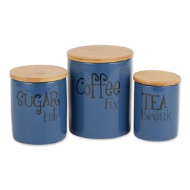 DII Kitchen Accessories Retro Collection, Ceramics, Canister Set, Blue, 3 Piece