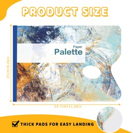 Bagentry 25 Sheets A3 Sized Detachable Paper Color Palette with Thumb Hole, 11.6" x 15.7" Easy Tear Painting Palette Paper, White Paper Paint Palette Pad for Mixing Acrylic Oil Watercolor (A3)
