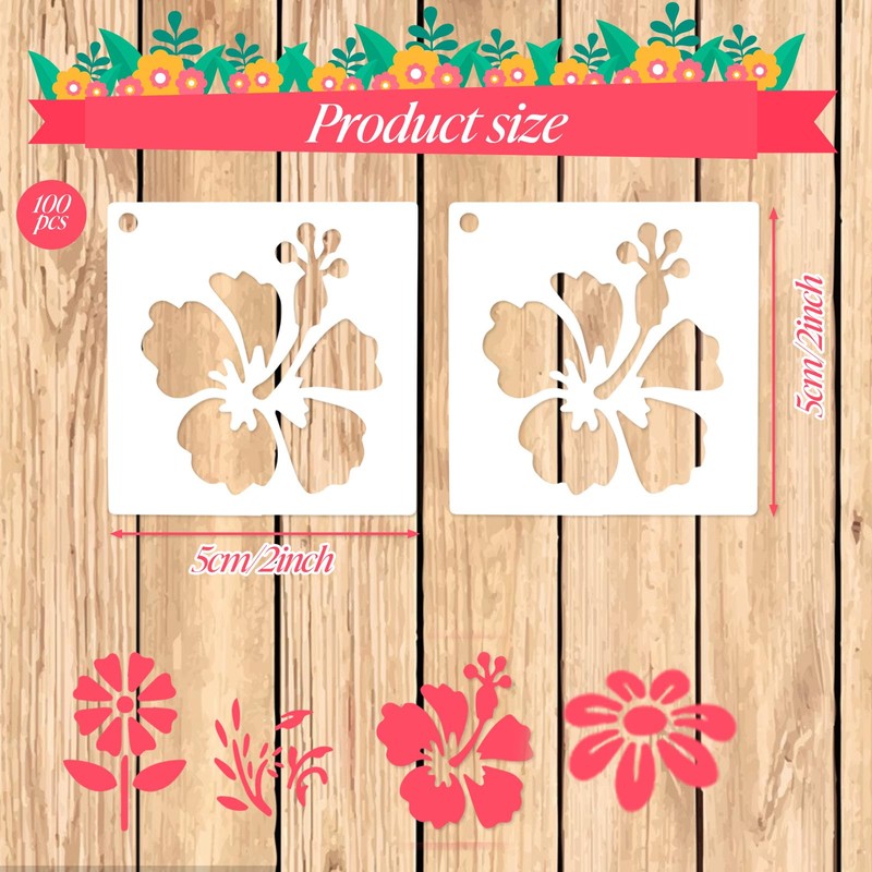 100 Pcs Small Stencils for Painting, 2 x 2 Inch