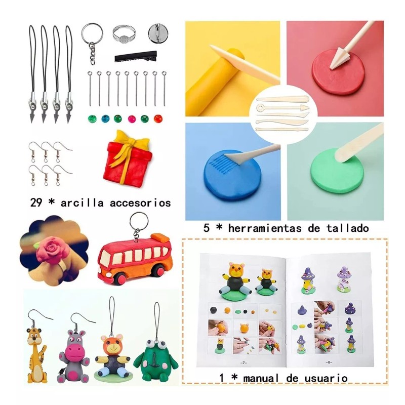 Kit De Arcilla Para Modelar Secado Al Aire, 24 Colores