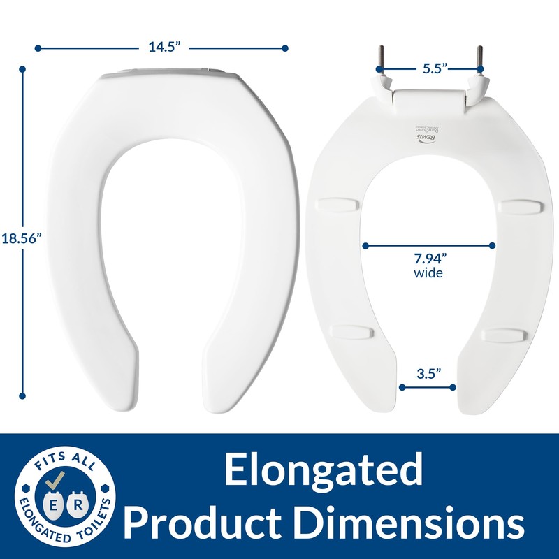BEMIS 2155CT Commercial Open Front Plastic Toilet Seat, Heavy Duty