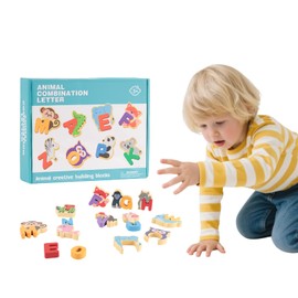 Wooden Letters Puzzle - Fun Animal Alphabet Puzzle For Kids, Helps Learn ABC, Numbers, And Shapes, Great Educational Toy For Toddlers And Preschoolers, 2-3 Years Old