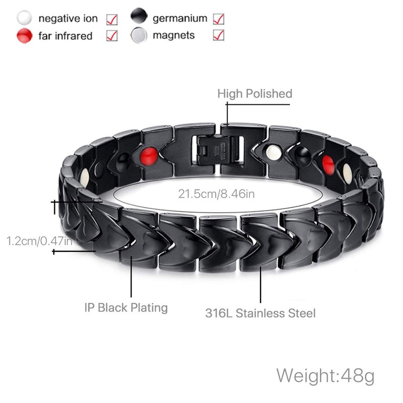 Strong Magnetic Bracelets for Men Titanium Double Strength Magnets Wristband