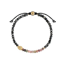 KARMA AND LUCK Grounded in Love - Evil Eye Tourmaline Hematite Bracelet925 Sterling SilverSize: Adjustable from 55" to 75"