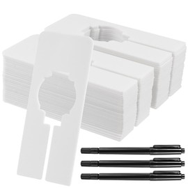 SINJEUN 60pcs 5x12.5cm Empty Hangers Dividers Rectangle White Plastic Dividers Clothes Rack Size Divider with 3 Marker Pens for Closet Clothes Shop