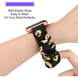 Compatible with EarlySincere Smartwatch Bands,Lamshaw 22mm Fabric Elastic Scrunchie Elastic Women Cute Replacement Straps Compatible for EarlySincere T12/T13/T21/T22/ Smartwatch (Sunflower)