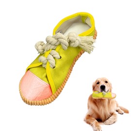 WishLotus Dog Squeaky Toys, Shoes-Shaped Dog Chew Toys Tear-Resistant Dog Plush Toys for Teeth Grinding & Relieve Boredom for Dog Gifts (Yellow)